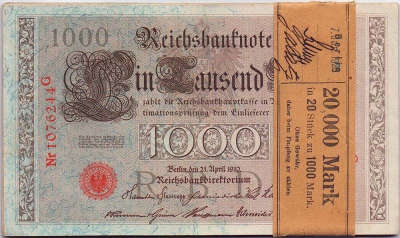 Almanya 20.000 Mark 1910 20 Adet Deste 