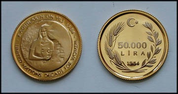 Dünya Kadınlarının 10. Yılı 50.000 lira 1984 yılı altın hatıra parası