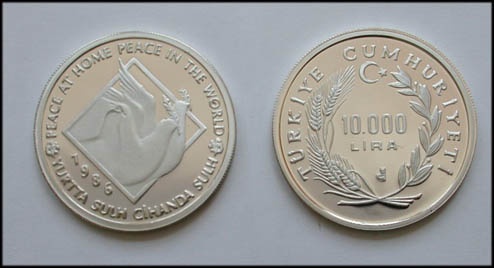 1986 yılı Uluslararası Barış Yılı Gümüş Hatıra Parası