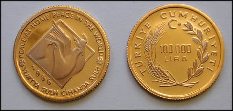 1986 yılı Uluslararası Barış Yılı Altın Hatıra Parası