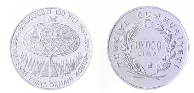 1987 X. Dünya Ormancılık Günü Gümüş Hatıra Parası