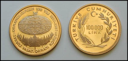 1987 X. Dünya Ormancılık Günü Altın Hatıra Parası